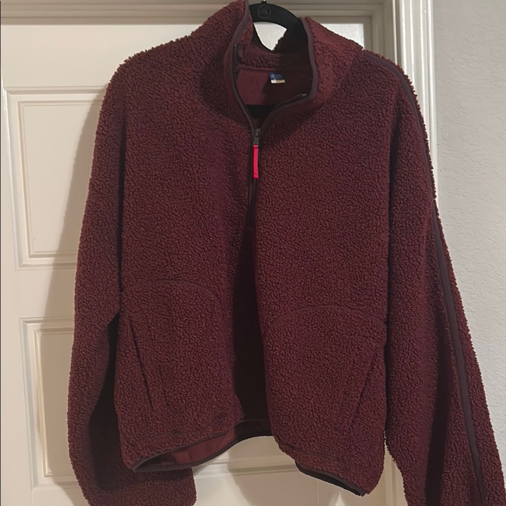 Old Navy Burgundy Sherpa Zip-Up Hoodie